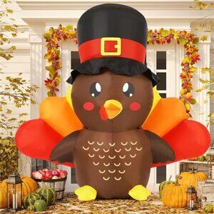 5 FT Thanksgiving Inflatables Turkey Baby Outdoor Decorations, Built-in